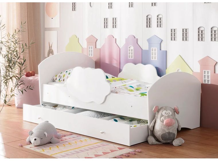 Кровать детская Тучка с бортиками и ящиком